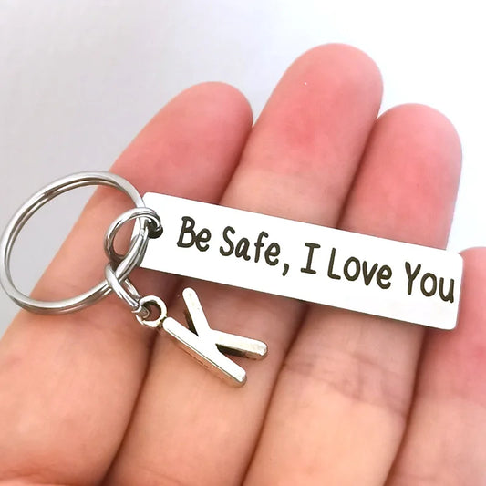 Be Safe, I Love You" with Initial Charm Keychain - 7 -  rs | ONEFY.SHOP