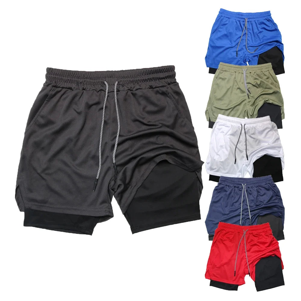 2-in-1 Men's Quick-Dry Training Shorts - 4 - fs | ONEFY.SHOP