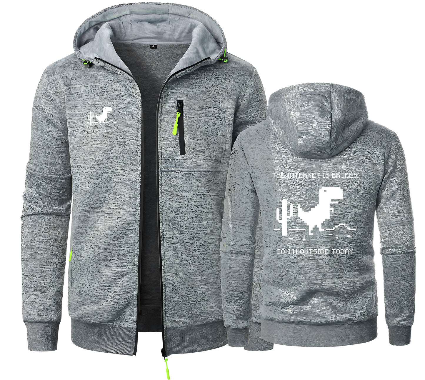 Chrome Dinosaur Game Zip-Up Hoodie - 2 - ps | ONEFY.SHOP