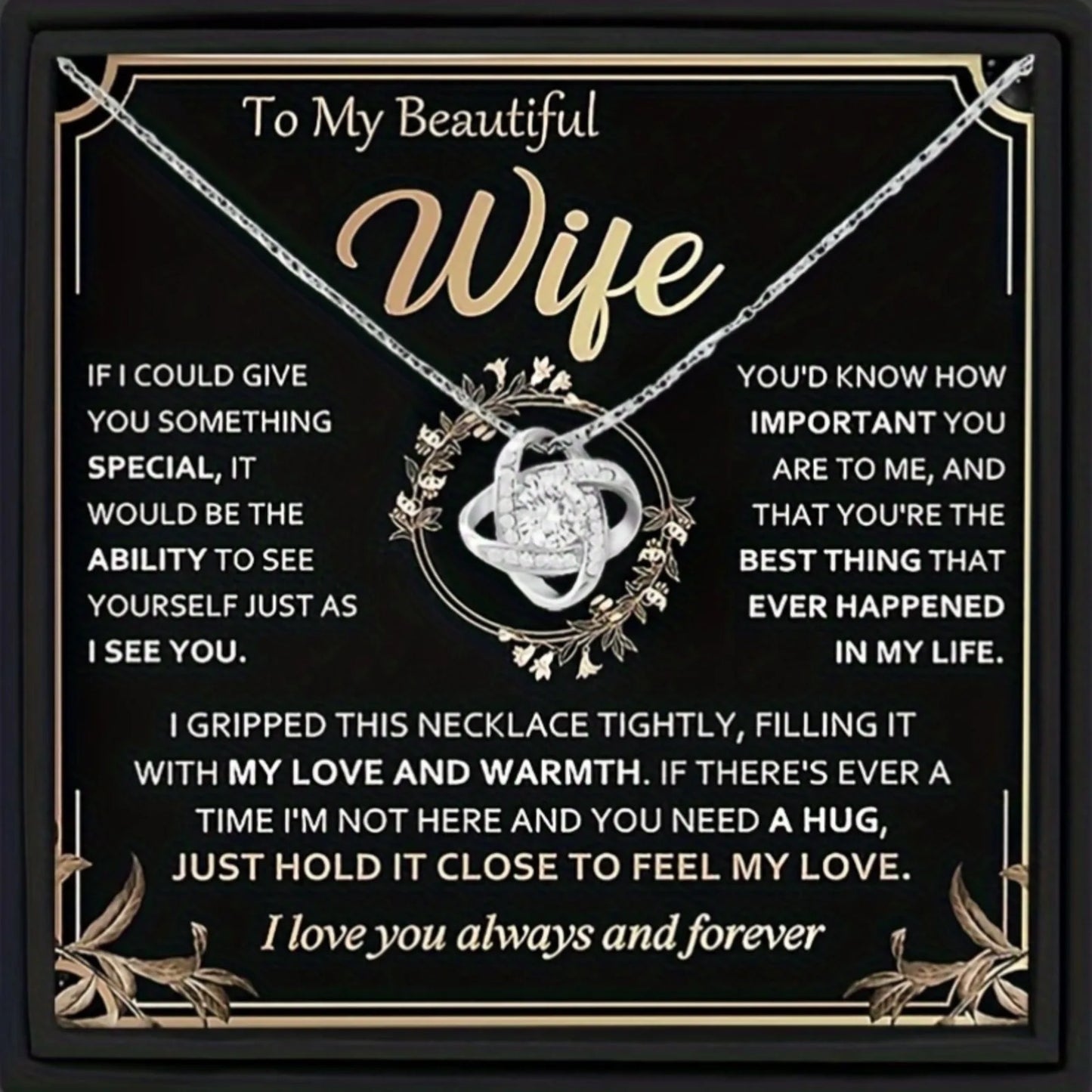To My Wife" Love Knot Necklace - 7 -  rs | ONEFY.SHOP