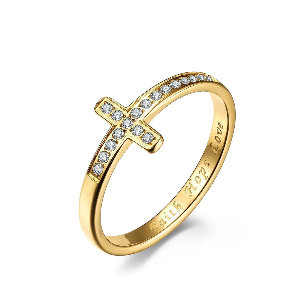 Cross Rhinestone Ring - 8 - js | ONEFY.SHOP