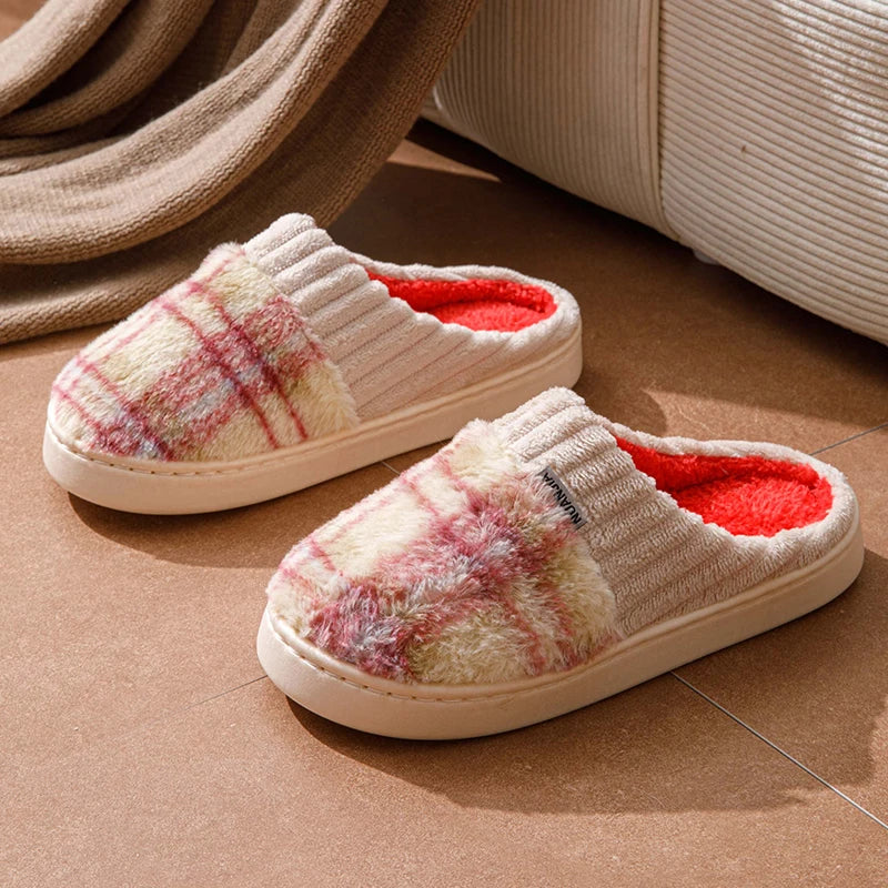 Tartan Plaid Lined Knitted Slipper - 2 - gn | ONEFY.SHOP
