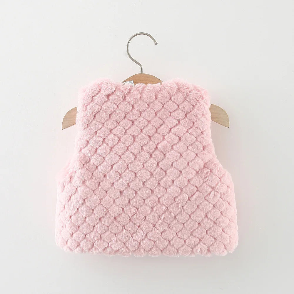 Baby Girls Vest Warm Bow - 9 - kn | ONEFY.SHOP