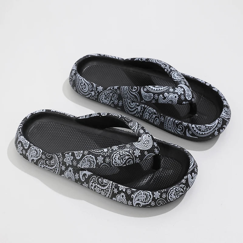 Patterned Platform Thong Flip-Flop - 2 - gn  | ONEFY.SHOP