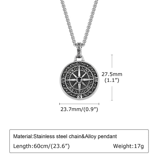 Antique Compass Rose Pendant Necklace - 2 - gn | ONEFY.SHOP