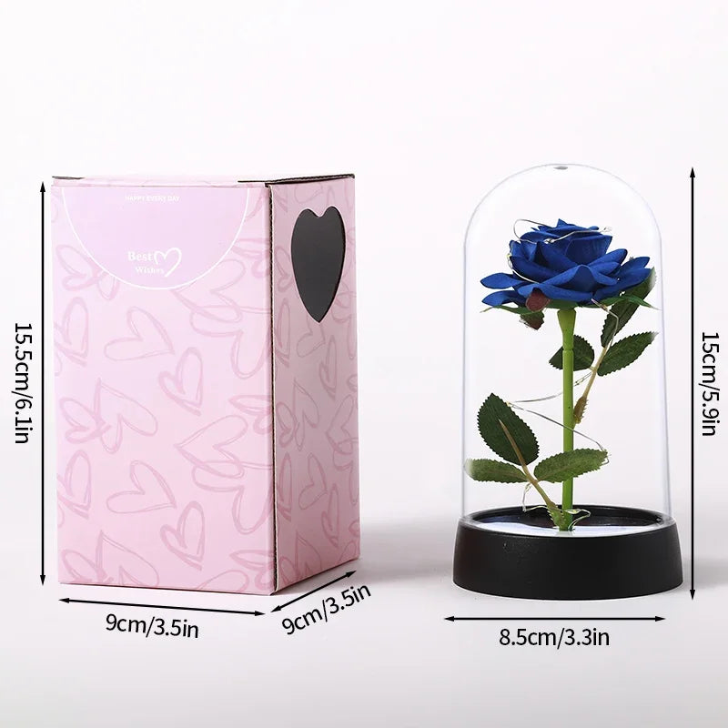 Illuminated Perpetual Rose in Glass Dome - 7 -  rs | ONEFY.SHOP