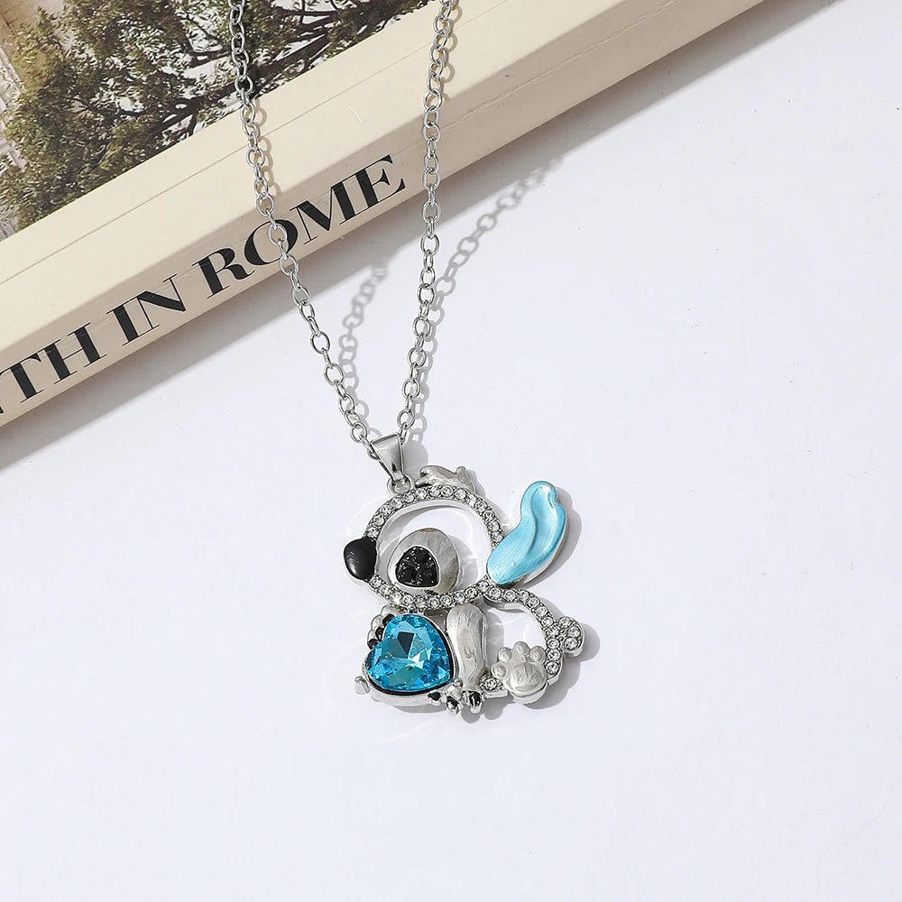 Stitch Heart Rhinestone Necklace - 9 - kn | ONEFY.SHOP