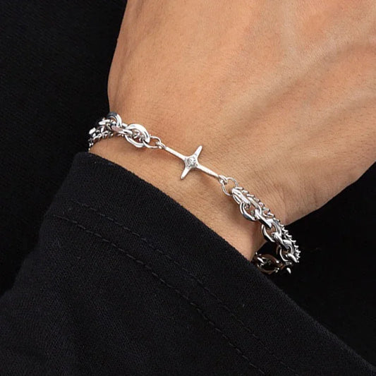 Industrial Chain and Cross Bar Bracelet - 2 - gn | ONEFY.SHOP