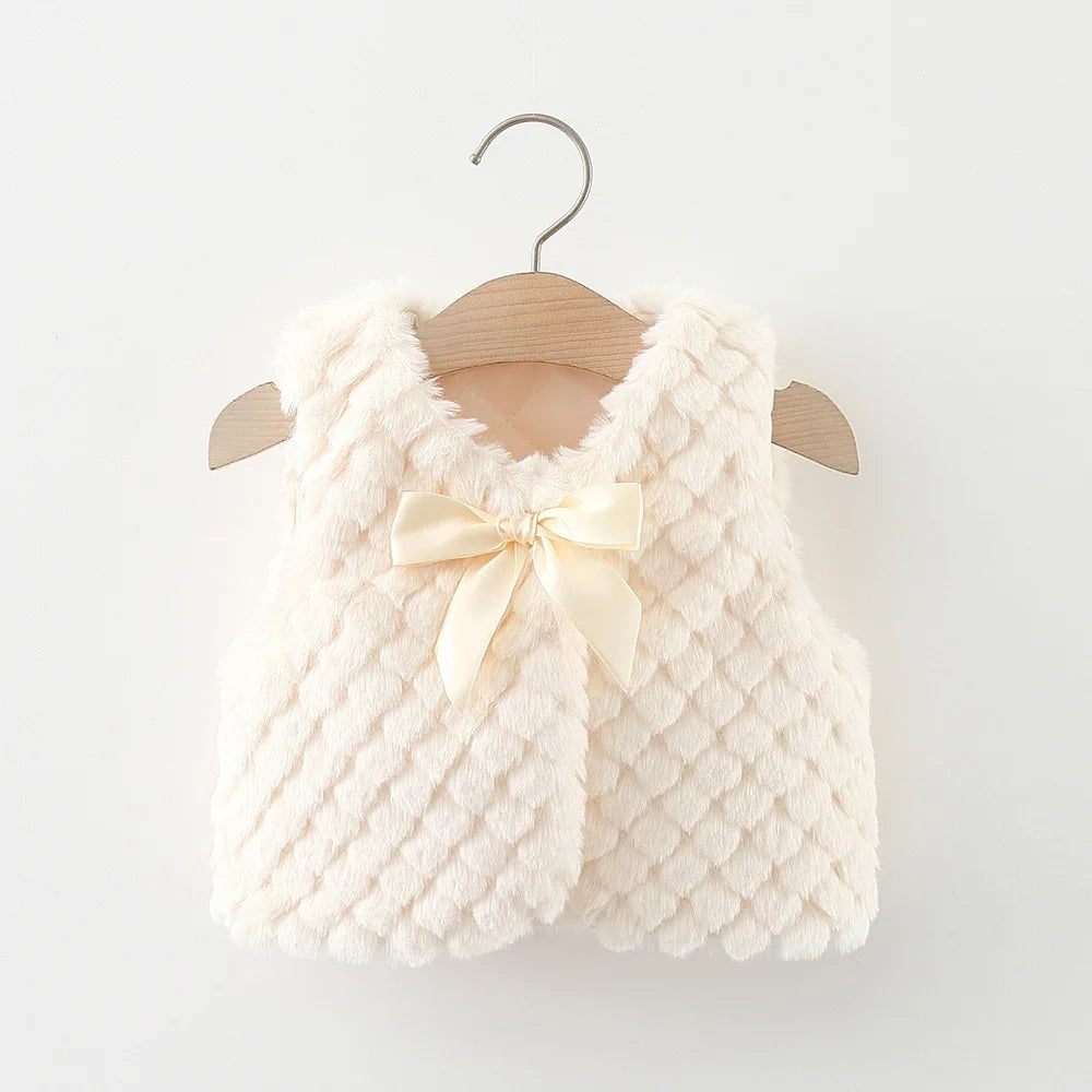 Baby Girls Vest Warm Bow - 9 - kn | ONEFY.SHOP