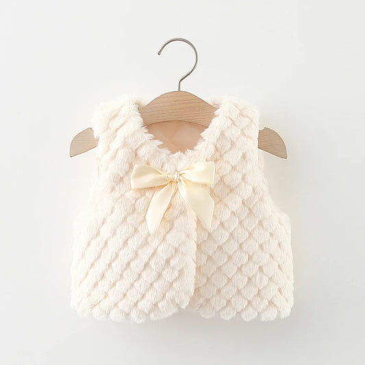 Baby Girls Vest Warm Bow - 9 - kn | ONEFY.SHOP
