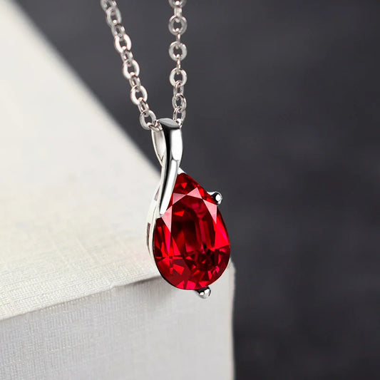Twisted Teardrop Gemstone Pendant Necklace - 2 - gn | ONEFY.SHOP