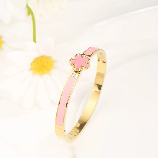Enamel Clover Bangle Bracelet - 2 - gn | ONEFY.SHOP