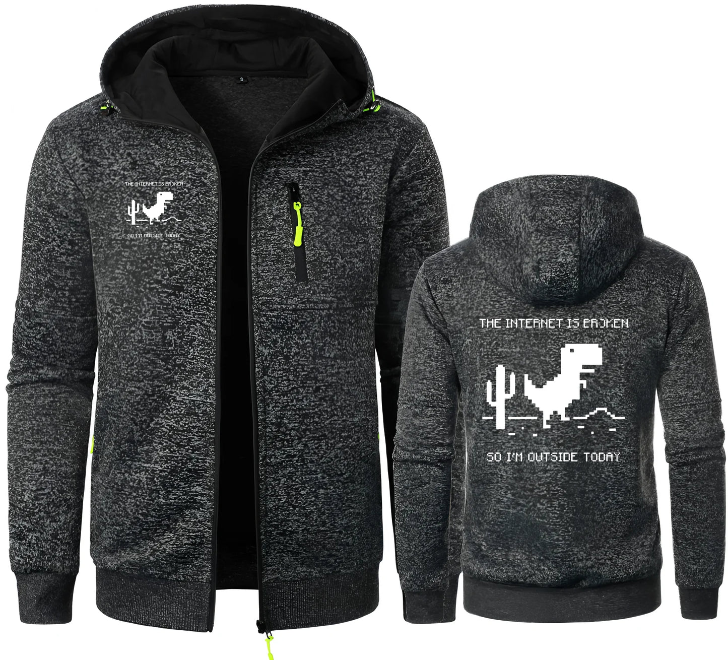 Chrome Dinosaur Game Zip-Up Hoodie - 2 - ps | ONEFY.SHOP