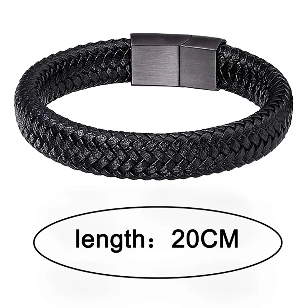 Men's Heavy Braided Leather Bracelet