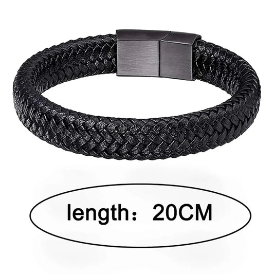 Men's Heavy Braided Leather Bracelet