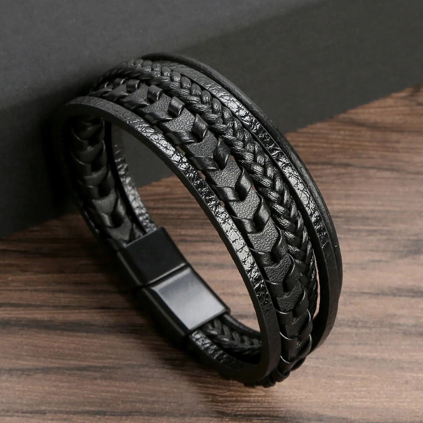 Masculine Layered Leather Bracelet - 2 - gn | ONEFY.SHOP