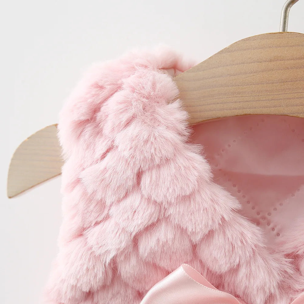 Baby Girls Vest Warm Bow - 9 - kn | ONEFY.SHOP
