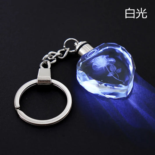 LED Illuminated Crystal Heart Keychain - 7 -  rs | ONEFY.SHOP