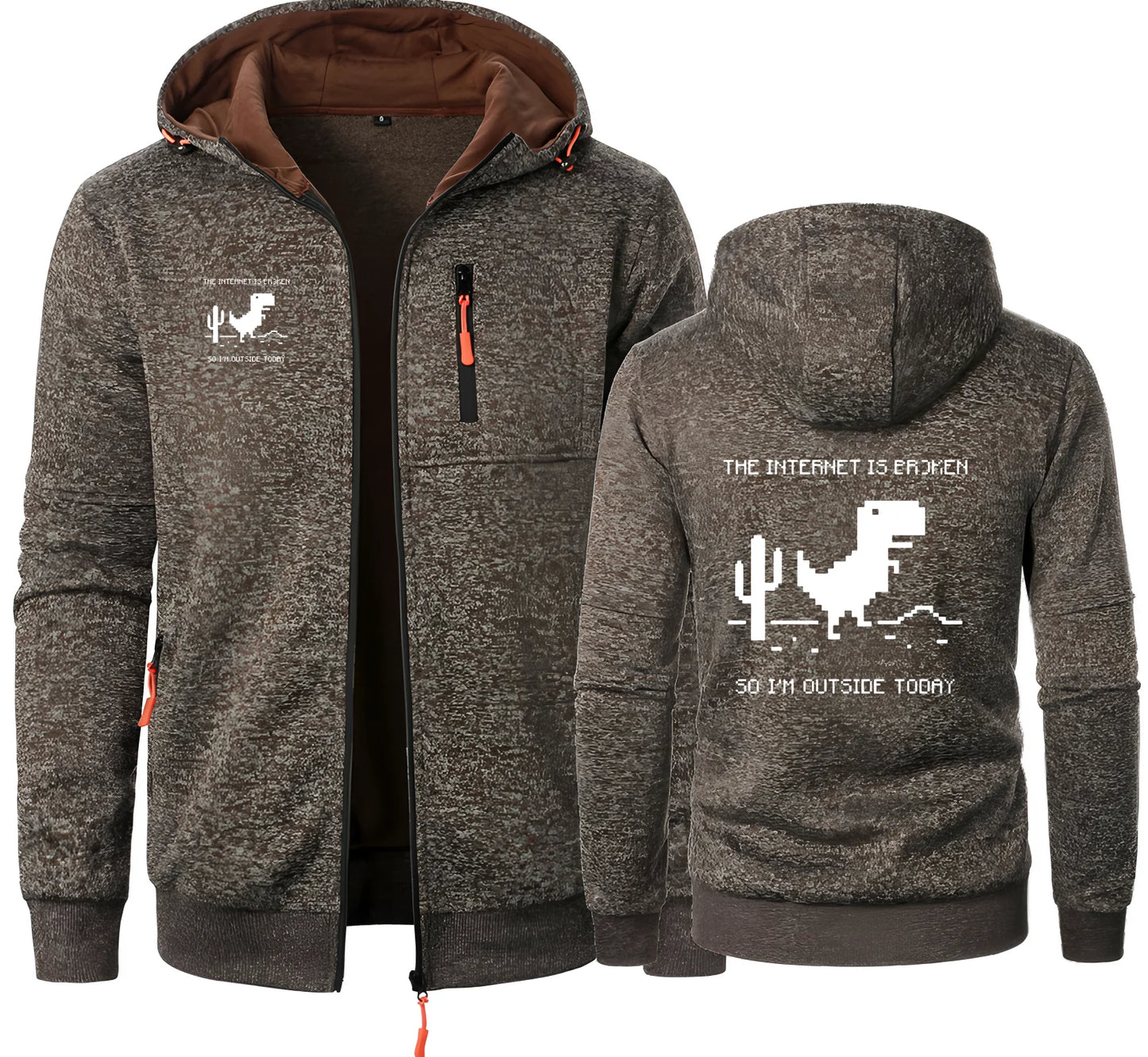 Chrome Dinosaur Game Zip-Up Hoodie - 2 - ps | ONEFY.SHOP