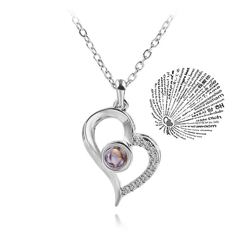 I Love You Projection Heart Pendant Necklace - 7 -  rs | ONEFY.SHOP