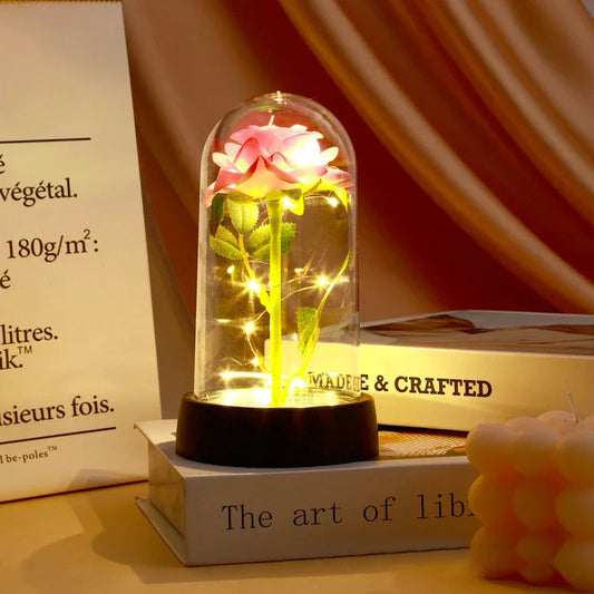 Illuminated Perpetual Rose in Glass Dome - 7 -  rs | ONEFY.SHOP