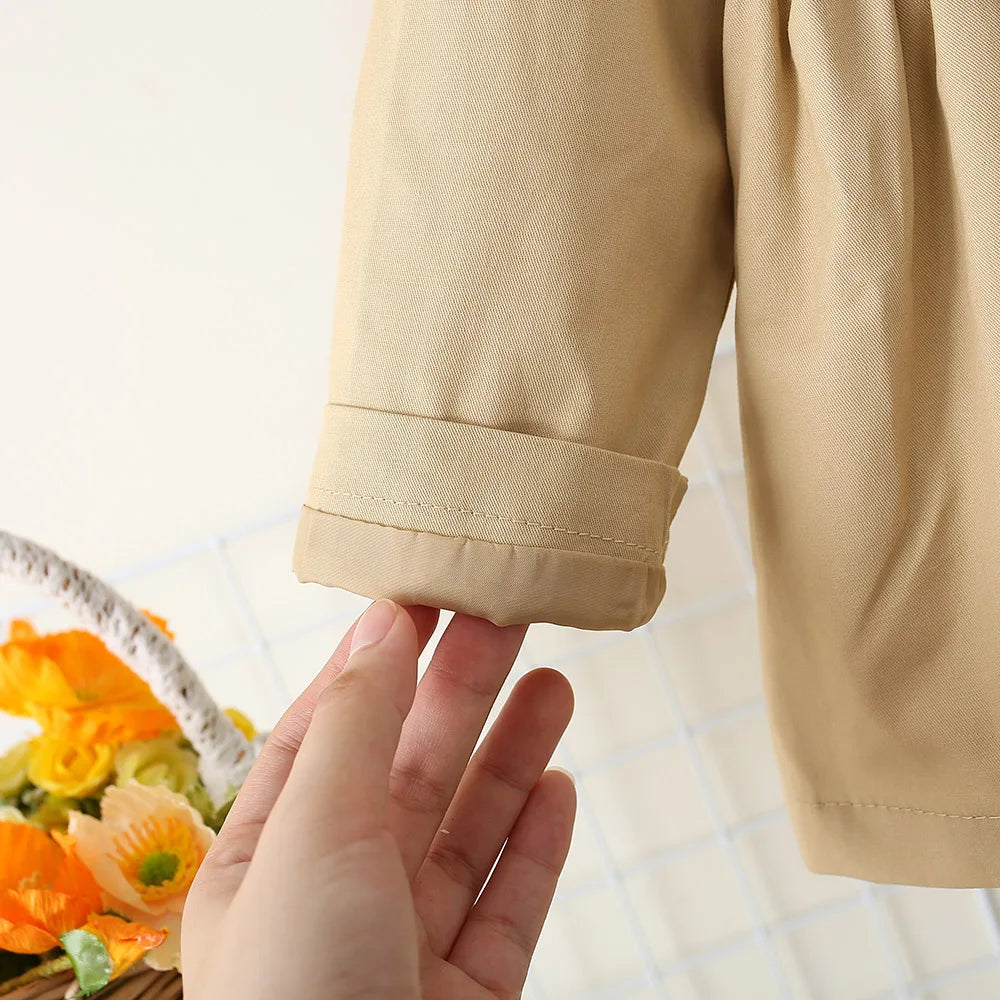 Button Bow Trench Coat Baby Girl - 9 - kn | ONEFY.SHOP