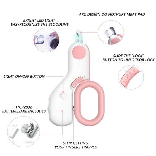LED Light Cat & Dog Nail Clipper - 5 -pe | ONEFY.SHOP