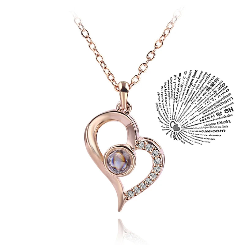 I Love You Projection Heart Pendant Necklace - 7 -  rs | ONEFY.SHOP