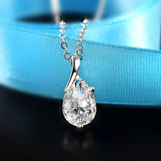 Twisted Teardrop Gemstone Pendant Necklace - 2 - gn | ONEFY.SHOP
