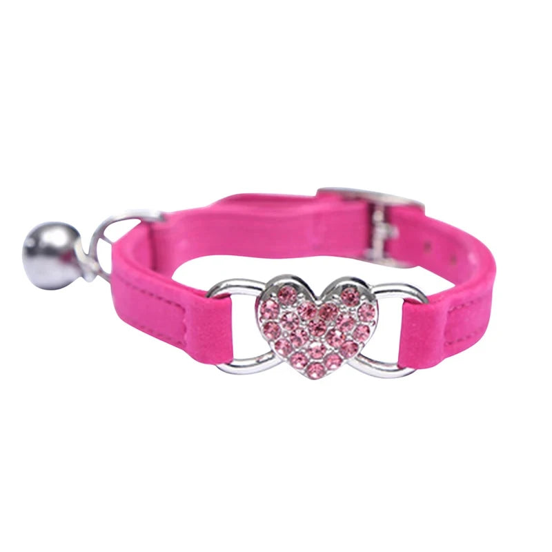 Heart Shaped Cat Collar With Bell - 5 - pn | ONEFY.SHOP