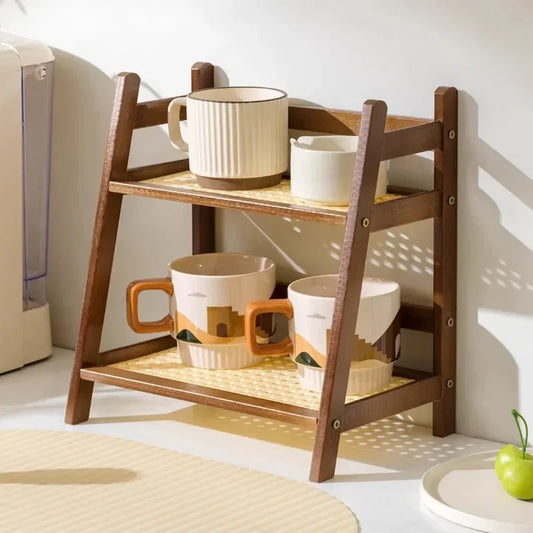 Coffee Rack Countertop Storage Bamboo - 6 - km | ONEFY.SHOP