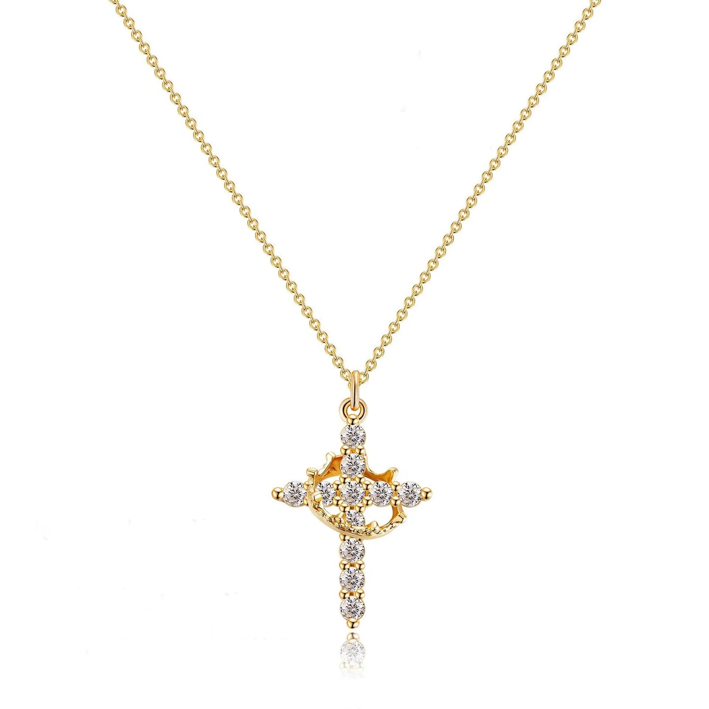 Rotatable Crown Cross Pendant Necklace - 8 - js | ONEFY.SHOP