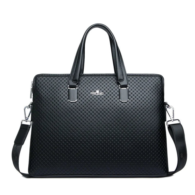Men’s Leather Hand Briefcase - 2 - aw | ONEFY.SHOP
