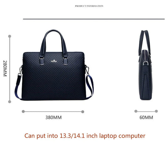 Men’s Leather Hand Briefcase - 2 - aw | ONEFY.SHOP