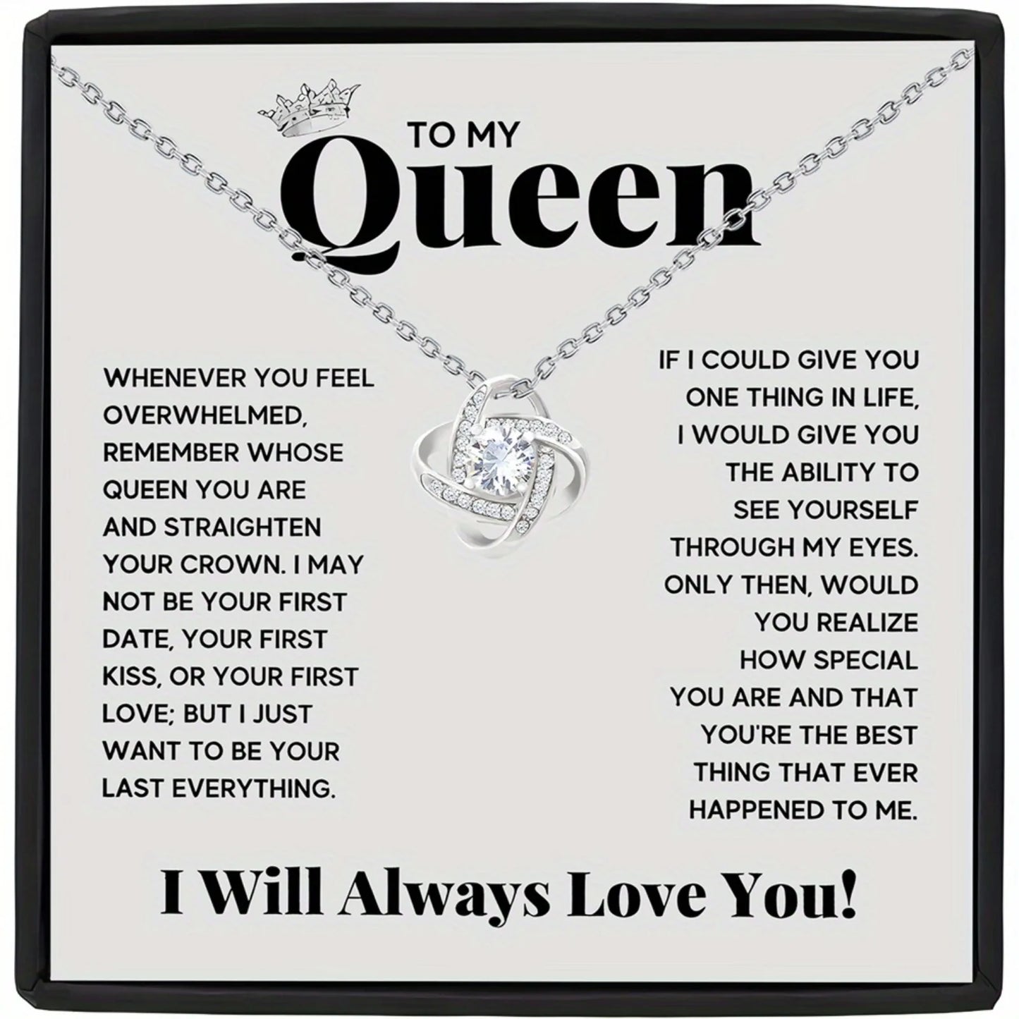 To My Queen" Love Knot Necklace - 7 -  rs | ONEFY.SHOP