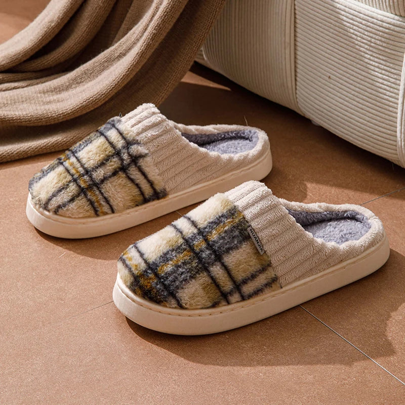 Tartan Plaid Lined Knitted Slipper - 2 - gn | ONEFY.SHOP