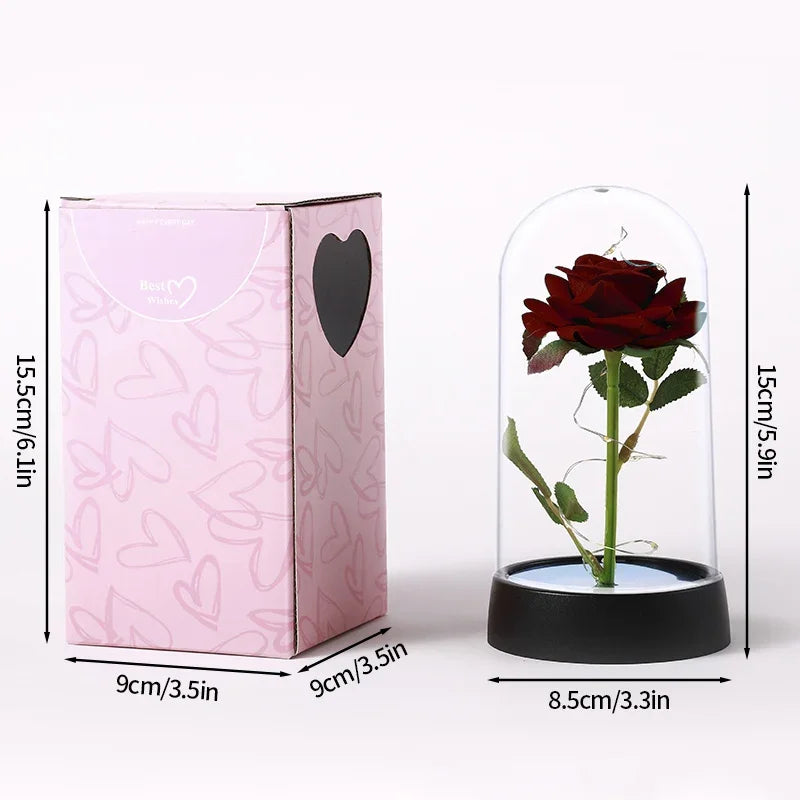 Illuminated Perpetual Rose in Glass Dome - 7 -  rs | ONEFY.SHOP