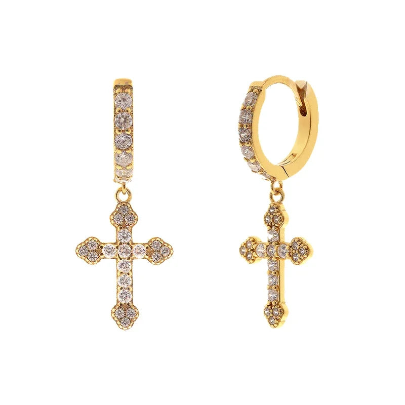 Gold/Silver Cross Pendant Earrings - 8 - js | ONEFY.SHOP