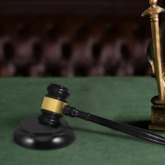 Classic Judge's Gavel and Round Sound Block Set - 2 - aw | ONEFY.SHOP