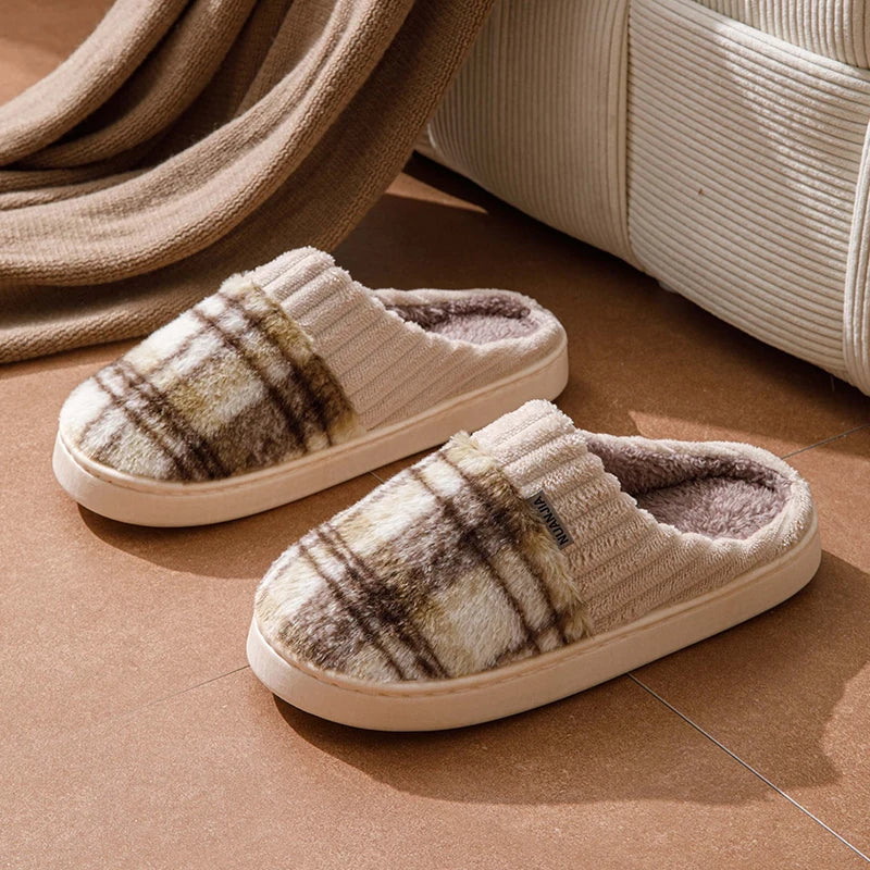 Tartan Plaid Lined Knitted Slipper - 2 - gn | ONEFY.SHOP