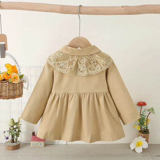 Button Bow Trench Coat Baby Girl - 9 - kn | ONEFY.SHOP