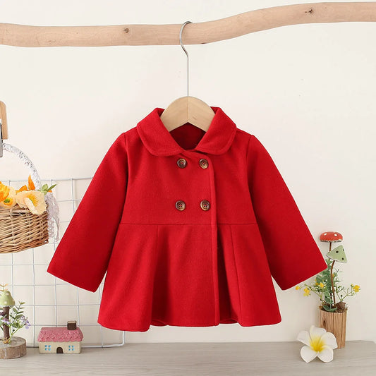 Baby Girl Long Sleeve Woolen Coat - 9 - kn | ONEFY.SHOP