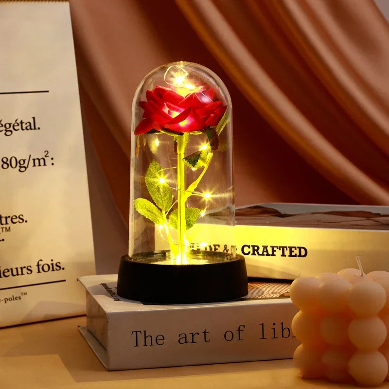 Illuminated Perpetual Rose in Glass Dome - 7 -  rs | ONEFY.SHOP