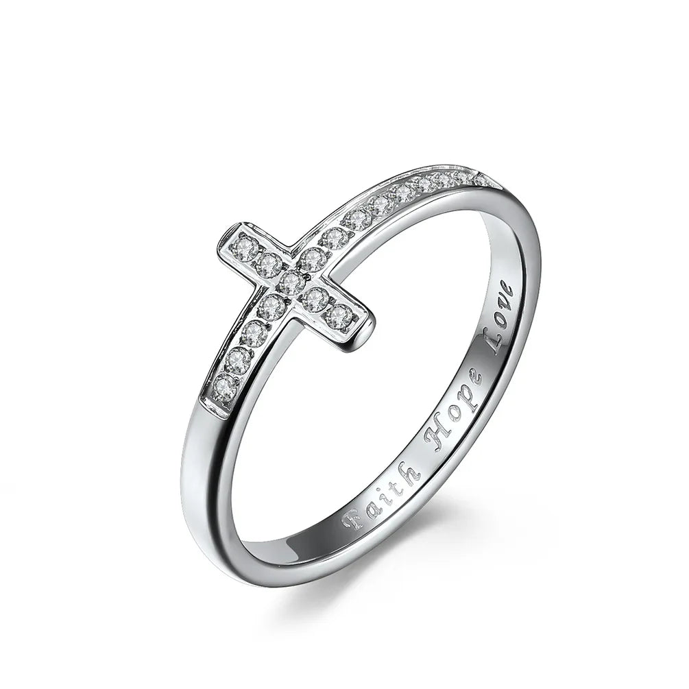 Cross Rhinestone Ring - 8 - js | ONEFY.SHOP