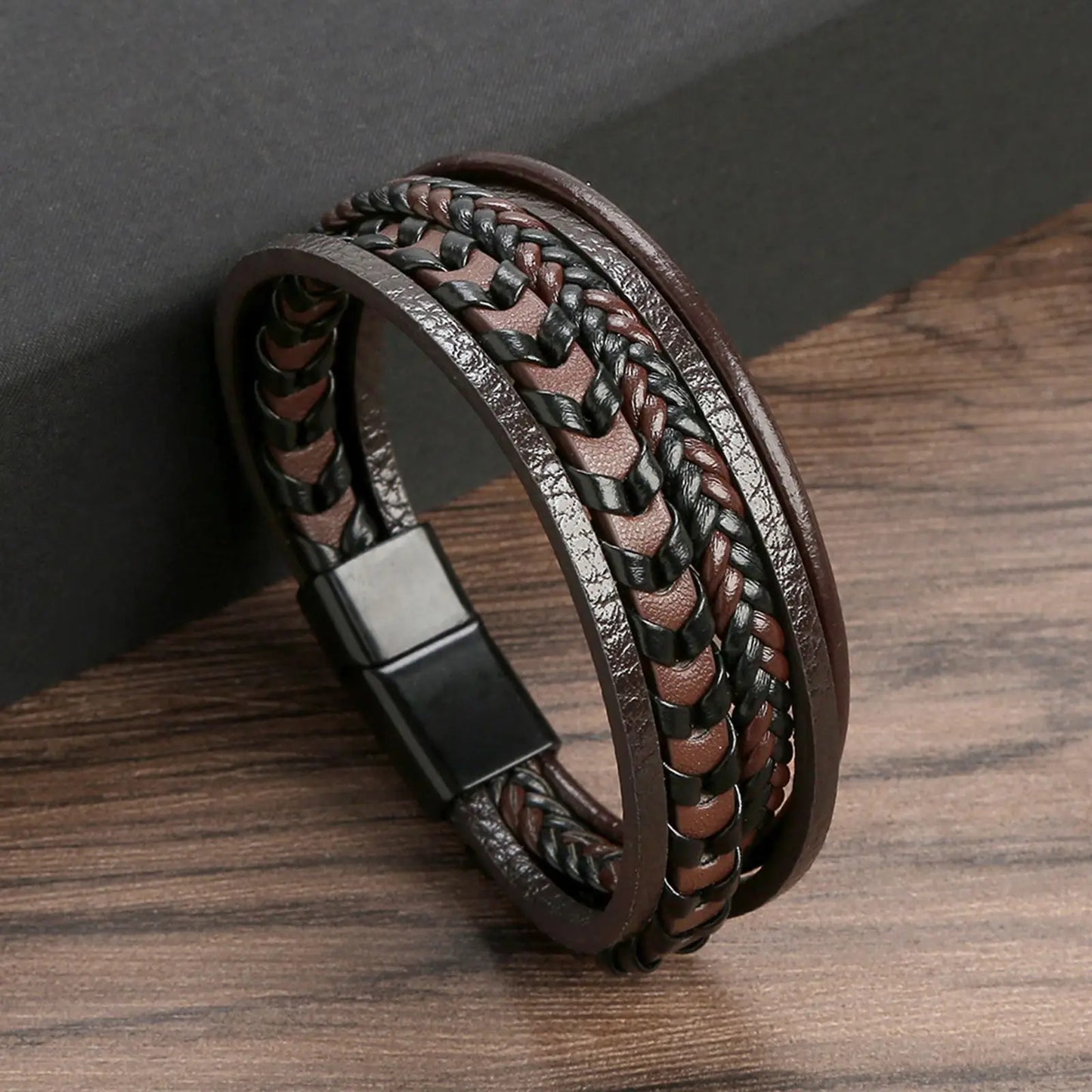 Masculine Layered Leather Bracelet - 2 - gn | ONEFY.SHOP