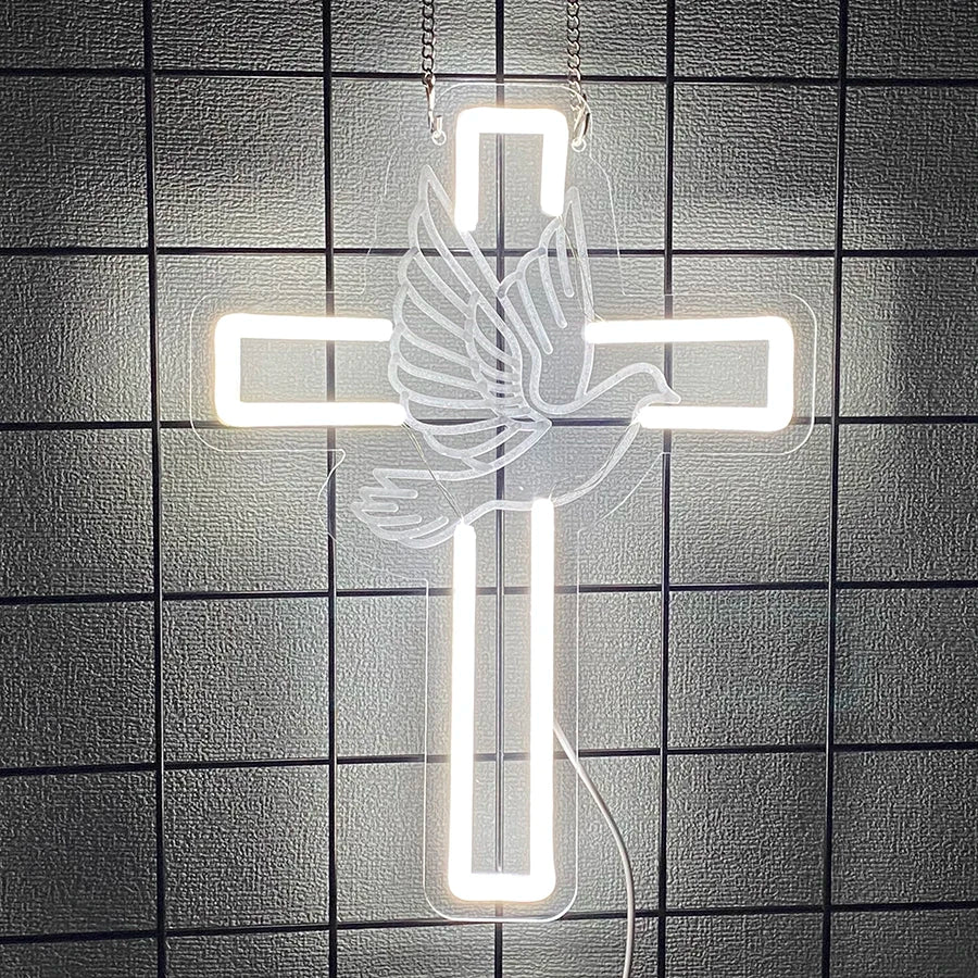 Cross Neon Sign “Jesus Lights” - 8 -ht | ONEFY.SHOP