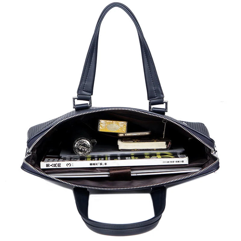 Men’s Leather Hand Briefcase - 2 - aw | ONEFY.SHOP