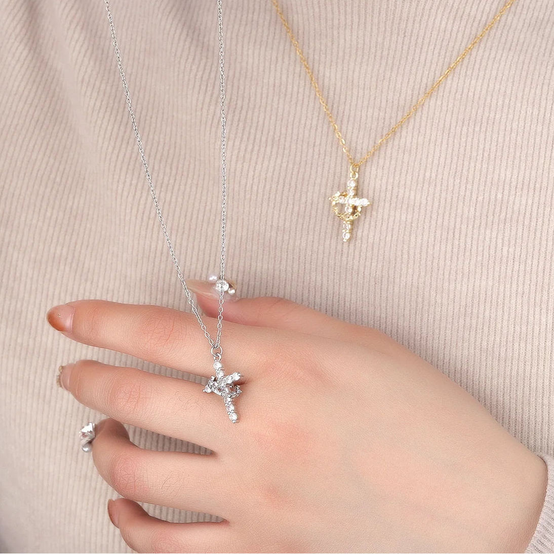 Rotatable Crown Cross Pendant Necklace - 8 - js | ONEFY.SHOP