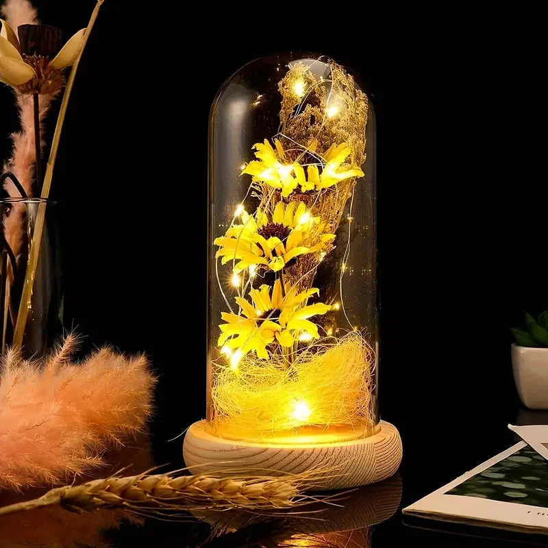 Floral Display in Glass Dome with LED Lights - 7 -  rs | ONEFY.SHOP