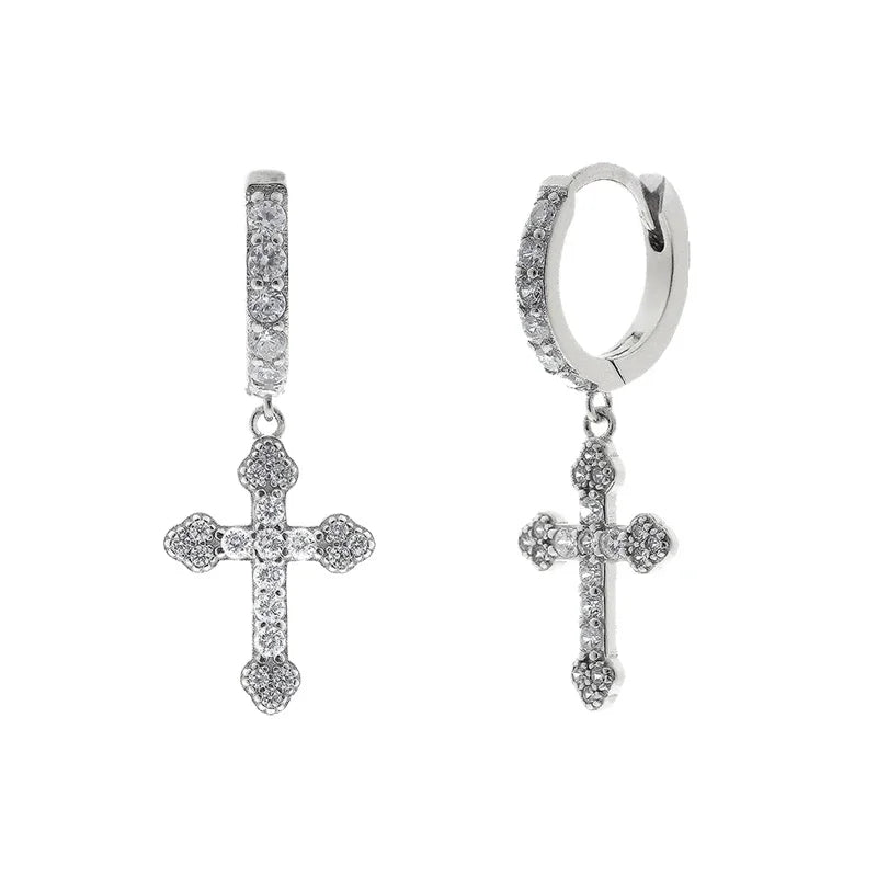 Gold/Silver Cross Pendant Earrings - 8 - js | ONEFY.SHOP